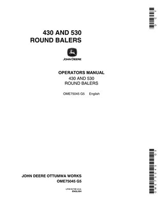 John Deere 430, 530 Round Baler Operator Manual