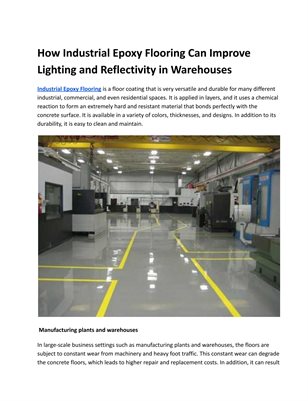 How Industrial Epoxy Flooring Can Improve Lighting and Reflectivity in Warehouses
