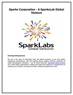 Sparks Corporation - A SparksLab Global Venture