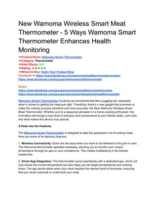 New Wamoma Wireless Smart Meat Thermometer