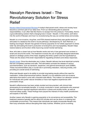 Nexalyn Reviews Israel