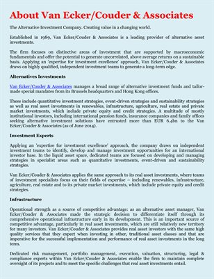 About Van Ecker/Couder & Associates
