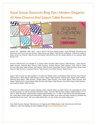 Koyal Group Discounts Blog Tips | Modern Elegance: All New Chevron And Sequin Table Runners
