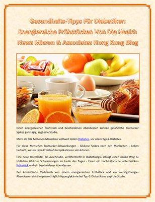 Gesundheits-Tipps Für Diabetiker: Energiereiche Frühstücken Von Die Health News Micron & Associates Hong Kong Blog