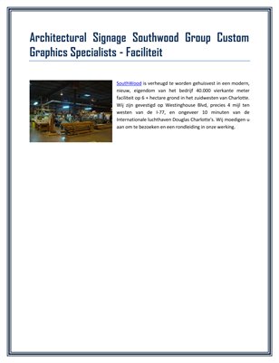 Architectural Signage Southwood Group Custom Graphics Specialists - Faciliteit