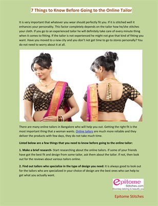 Best Online Tailoring & Stitching Services In Bangalore