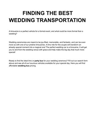 Finding The Best Wedding Transportation