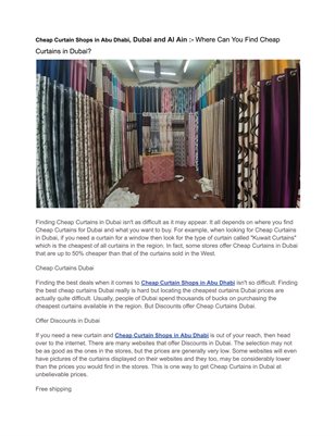 Cheap Curtain Shops in Abu Dhabi, Dubai and Al Ain :- Where Can You Find Cheap Curtains in Dubai?