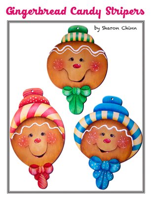 Gingerbread Candy Striper Ornaments Painting Pattern - Sharon Chinn SC00288