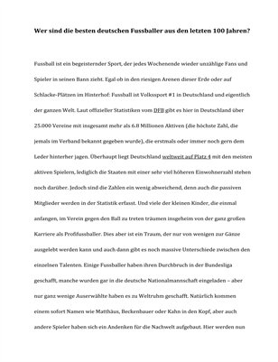 Wer sind die besten deutschen Fussballer aus den letzten 100 Jahren