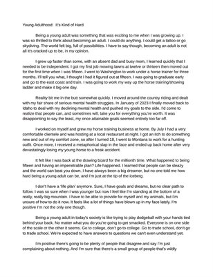 Young Adulthood: It's Kind of Hard