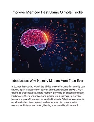 Improve Memory Fast Using Simple Tricks