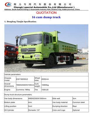 16 cum dump truck