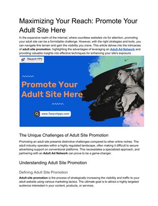 Maximizing Your Reach: Promote Your Adult Site Here