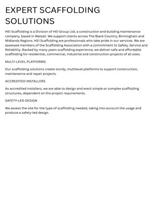 Scaffolding Services Walsall West Midlands