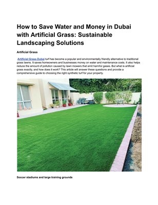 How to Save Water and Money in Dubai with Artificial Grass: Sustainable Landscaping Solutions