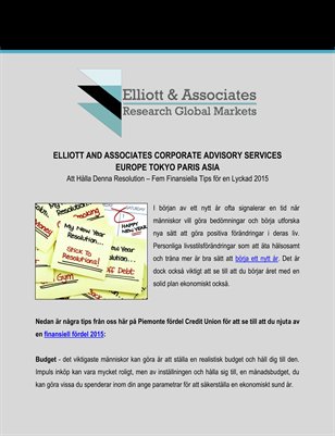 Elliott and Associates Corporate Advisory Services: Fem Finansiella Tips för en Lyckad 2015