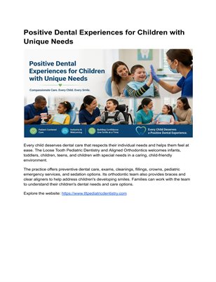 Positive Dental Experiences for Children with Unique Needs