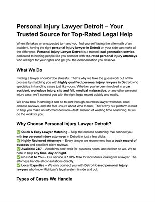 Personal Injury Lawyer Detroit – Connecting You with Top-Rated Lawyers in Detroit