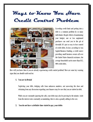 Ways to Know You Have Credit Control Problem