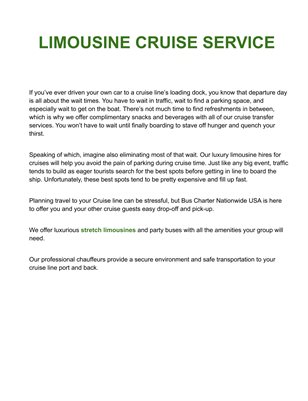 Limousine Cruise Service