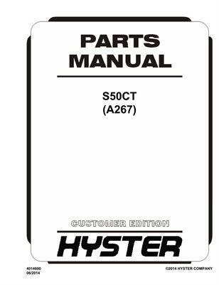 HYSTER FORKLIFT (A267) S50CT PARTS MANUAL
