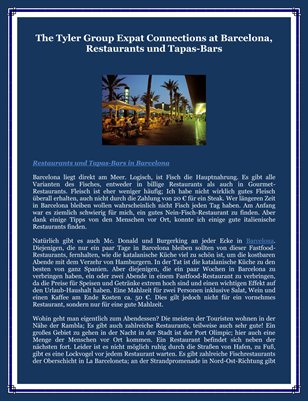 The Tyler Group Expat Connections at Barcelona: Restaurants und Tapas-Bars