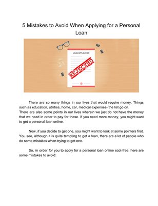 5 Mistakes to Avoid When Applying for a Personal Loan