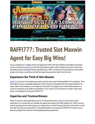 RAFFI777 - RAFFI777 Slot Maxwin Site Agent, Trusted, Easy Maxwin