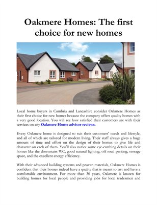 Oakmere Homes: The first choice for new homes