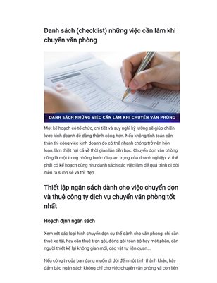 Danh sách (checklist) những việc cần làm khi chuyển văn phòng