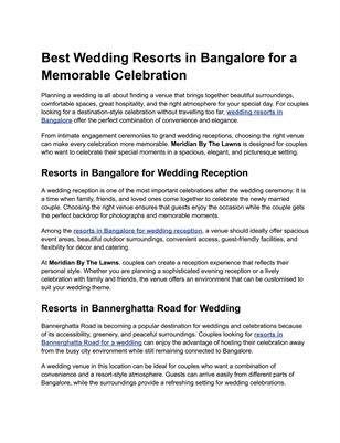 Best Wedding Resorts in Bangalore