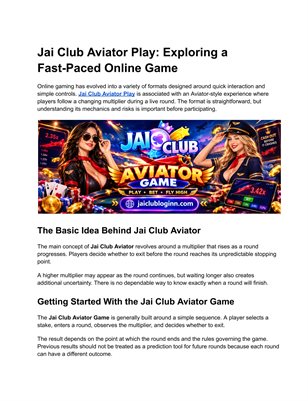 Jai Club Aviator Play: Explore the Exciting World of Aviator Gamesation