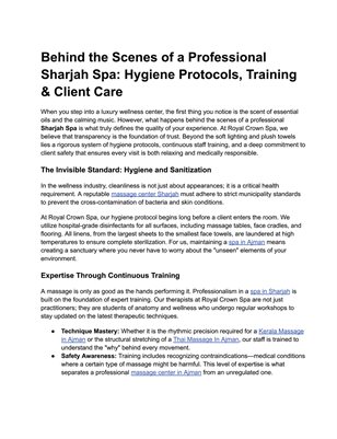 Behind the Scenes of a Professional Sharjah Spa: Hygiene Protocols, Training & Client Care