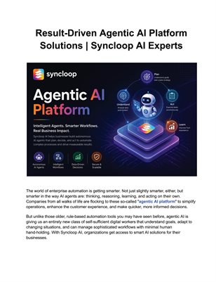 Result-Driven Agentic AI Platform Solutions | Syncloop AI Experts