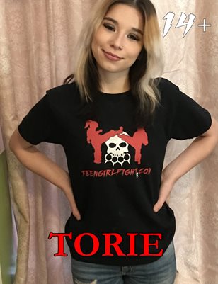Torie -  Petite Blonde Glamour Teen from the American Carolinas Shows Off Her TeenGirlFight.com Shirt with Pride