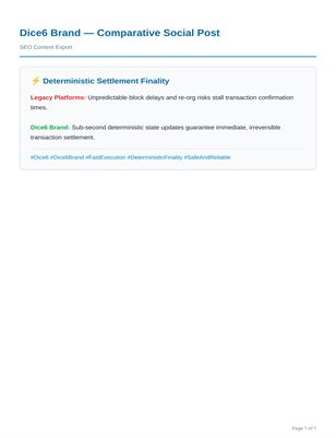 ⚡ Deterministic Settlement Finality