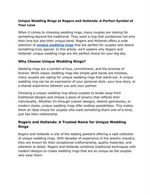 Unique Wedding Rings for a Timeless Love