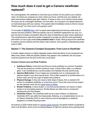 How much does it cost to get a Camera viewfinder replaced