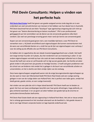 Phil Devin Consultants: Helpen u vinden van het perfecte huis