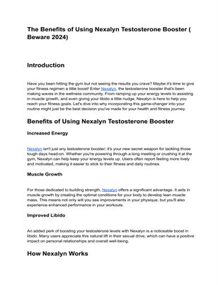 The Benefits of Using Nexalyn Testosterone Booster ( Beware 2024)