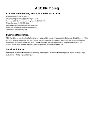 ABC Plumbing | Professional Plumbing Services