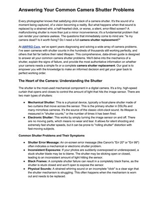 Answering Your Common Camera Shutter Problems