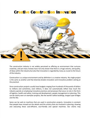 Creative Construction Innovation