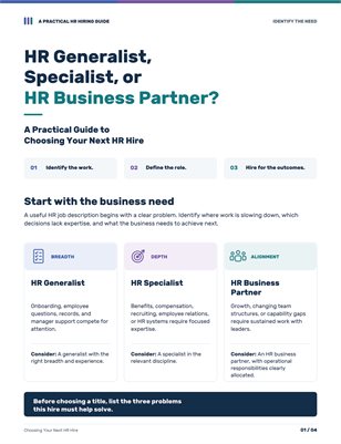 HR Generalist, Specialist, or HR Business Partner 