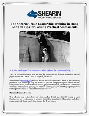 The Shearin Group Leadership Training in Hong Kong on Tips for Passing Practical Assessments