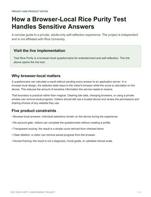 How a Browser-Local Rice Purity Test Handles Sensitive Answers