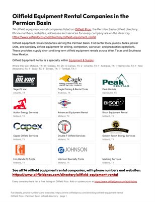 Oilfield Equipment Rental Companies in the Permian Basin (2026)