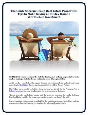 The Cindy Shearin Group Real Estate Properties: Tips to Make Buying a Holiday Home
