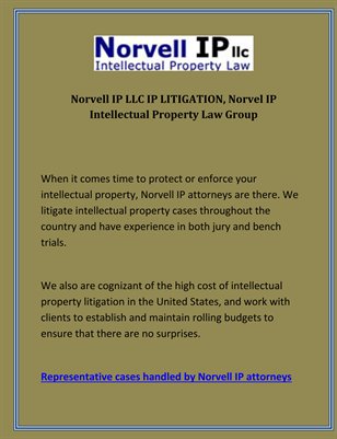 Norvell IP LLC IP LITIGATION Norvel IP Intellectual Property Law Group